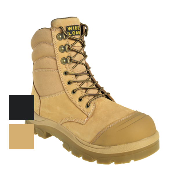 Wide Load 8 Inch Steel Toe Zip Up Lace Up Boot