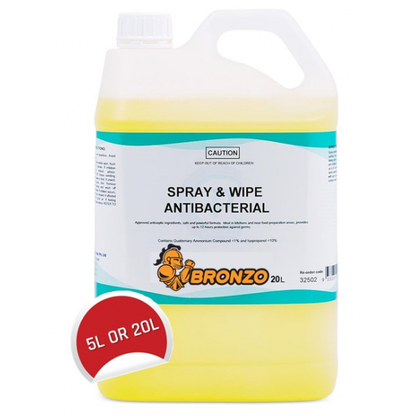 Bronzo Spray and Wipe Antibacterial 5L and 20L option
