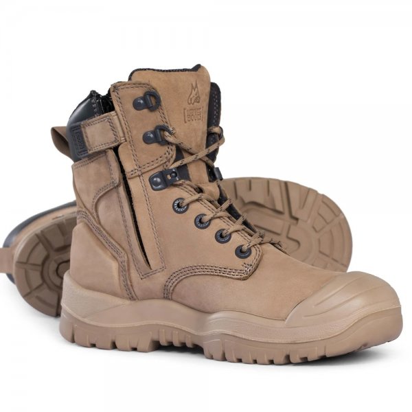 Mongrel Boots Stone High Leg ZipSider Boot with Scuff Cap Pair