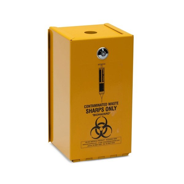 Yellow Armour Steel Lockable Sharps Container / Safe